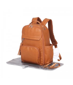 Brown Leather Backpack Diaper Bag